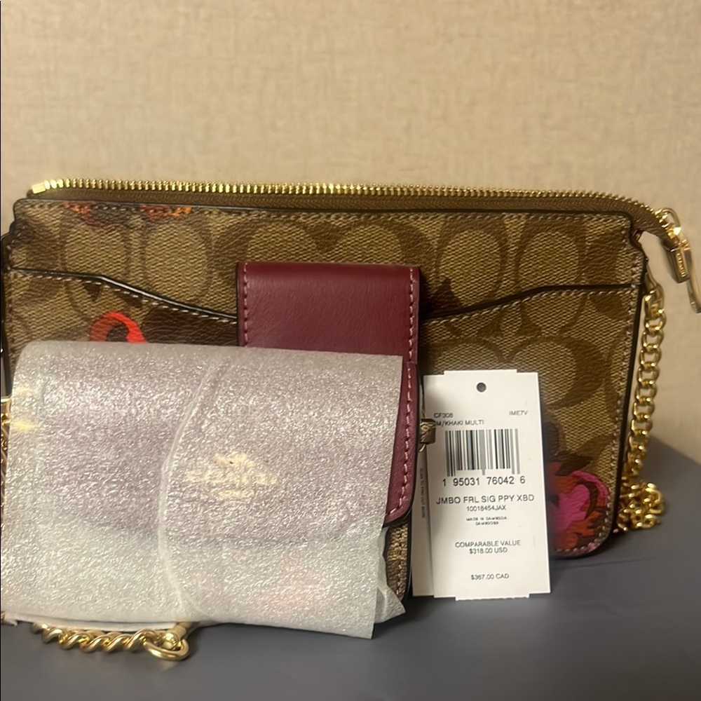 Coach Brown and Burgundy Crossbody Bag